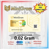 MiniGram 0.02 Gram Logam Mulia Emas 24 Karat Bersertifikat