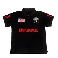 Men's Casual Cotton Embroidered Polo Shirt Haunted Mound American Retro Baseball Jersey Street Hip H