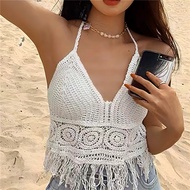 New Crochet Top Knitted Bikini Swimwear Top Hawaiian Beach Outfit Swimsuit For Women