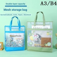 A3 Gauze Double-Layer File Bag Art 8K Sketch Paper Storage Bag B4 Large Capacity Tutorial Textbook T