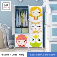 Lightweight Cartoon Wardrobe Plastic Closet For Kid Baby Cupboard Dust-proof Storage Cabinet Almari 