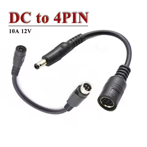 10A DC5521/DC5521 to 4 Core Male Extension Line DC5.5*2.1 to 4pin Socket Plug Wire 12V DC Female to