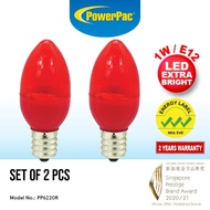 PowerPac 2x LED Bulb, LED Light 1W E12 red light 财神灯 (PP6220R)