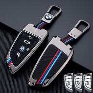 Zinc Alloy + Silicone Car Key Case Cover For BMW X1 X3 X5 X6 X7 G20 G30 G01 G02 G05 G11 G32 1 3 5 7 Series 3 4 Buttons Remote Key Protection Shell