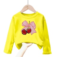 baju Atasan kaos anak perempuan gambar pita lengan panjang Tshirt kids pita 1-12tahun k.010