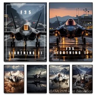 Modern Military Airplane F35 Fighter Lightning Jet Starting Poster Fighter Fly Canvas Painting Wall 