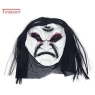 Halloween Scary Zombie with Black Hair Ghost Mask Breathable Haunted House Prop