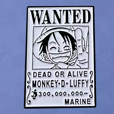Anime One Piece Wanted Dead Or Alive Monkey D Luffy 300000000 Marine Enamel Pins Brooch Badges Backp
