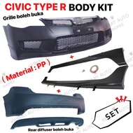 CIVIC FD FD2R TYPE R BUMPER DEPAN + BELAKANG + SIDE SKIRT SET GRILLE CHROME BOLEH BUKA