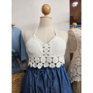 Chest 32-48 Knitted Bra Looks Chic Wear A Trip To The Sea Take Photo Super Cute With Sponge Lining.