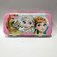 Plastic Pencil Case + Ruler Set Frozen Pink Motif AC-857