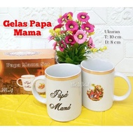 Mama PAPA GLASS MATERIAL GLASS AND CERAMIC / COUPLE CUP GLASS / COUPLE GLASS MUG SET