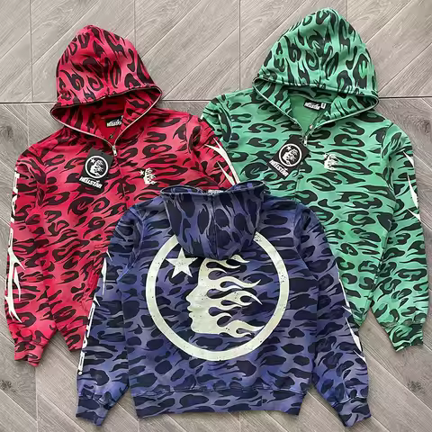 HS Cheetah Zip-Up Hoodie in Purple, Green, Red