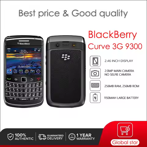 BlackBerry Curve 3G 9300 Refurbished Original Unlocked Cellphone 16GB 2GB RAM 8MP Camera
