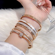 Rose Gold Titanium Steel Bracelet Female Zircon Gypsy Star Hand Jewelry