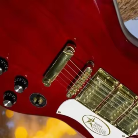 Red SGS Electric Guitar Free Shipping with White Guard Plate HHH Pickup 6 Strings Rock Jazz Style in