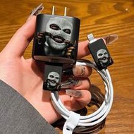 4pcs Stylish Masked Man Pattern Phone Charger Protective Case, Data Cable Organizer Set - 20W/18W Ch