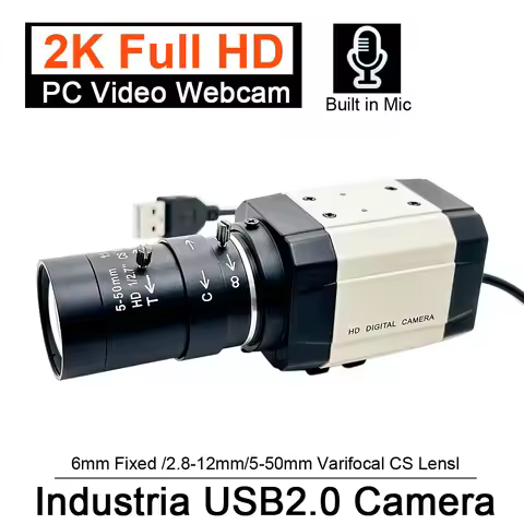 2K Full HD USB Webcam With Microphone With 5-50mm Varifocal CS Lens 4MP 30fps 2560x1440 MJPG UVC OTG