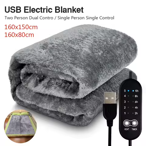 USB Electric Blanket 5v Single Double Thick Long Velvet Five-speed Temperature Adjustment Five-speed