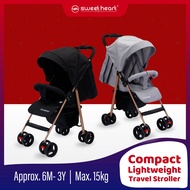 Sweet Heart Paris ST250 PLUS 4.4Kg Compact Size Rose Gold Frame Stroller with Reclining Backrest (Su