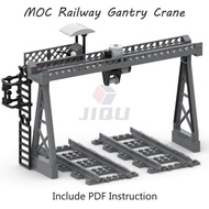 Railway Overloading Crane Model Set Building Blocks Gantry Crane Compatible 53401 Track Parts City Train MOC Bricks Kid Toy Gift