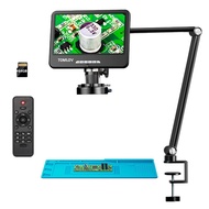 TOMLOV DM402 Arm Flexible 10" LCD Digital Microscope, Soldering Microscope for Electronics Repair, C