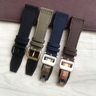 22mm Black Blue Green Brown Nylon Fabric Genuine Leather Watchband For IWC Big Pilot Mark 18 TOP GUN Wacth Strap Bracelet