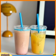 [poslajudo]  Reusable Iced Coffee Tumbler Iced Coffee Cup with Lid 450ml Reusable Plastic Water Cup 