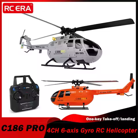 C186 Pro RTF 4CH RC Helicopter 6-axis Gyroscope One-key Take-off/landing 6G Mode 7.4V Battery USB 2.