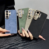 Leather Phone Case For Samaung Galaxy S26 Ultra Plus S25 S24 S3 Ultra Plus Protective Plating Frame 