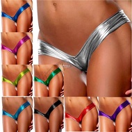 Briefs Short Sexy Spandex Thong-Metallic Latex-Low Rise-Sleepwear Erotic Romantic Undies Bottom-Arou