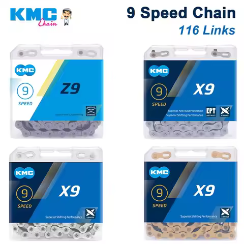 KMC 9S MTB Chain 9 Speed Mountain Bike Current Z9 X9 X9EPT Road Bike 9V Chains 116 Links Power Link 