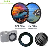 UV CPL Filter & Adapter Ring Lens Cap For Canon Powershot G5X G7X Mark II III G5XII G7XII G7XIII Cam