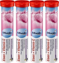 Mivolis Iron + Vitamin C effervescent Tablets - Dietary Supplements 4 Packs x 20 pcs | Germany