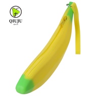 QIUJUU Silicone Pen Bag, Silicone Banana Shape Banana Zero Wallet, Multifunctional 2.36*7.87 Inch Ye