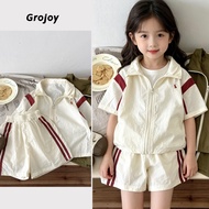 ((Ready Stock) Korean Style Simple Girls Casual Suit Small Label Embroidered Contrast Color Strip Sh