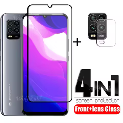 4-in-1 For Xiaomi Mi 10 Lite Glass For Mi 10 Lite 5G Tempered Glass Full Glue Covver Screen Protecto