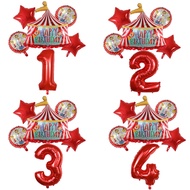 Red Circus Birthday Tent Balloons Set 30inch Foil Number Air Globos Animal Theme Party Children's Birthday Decorations Kids Toys