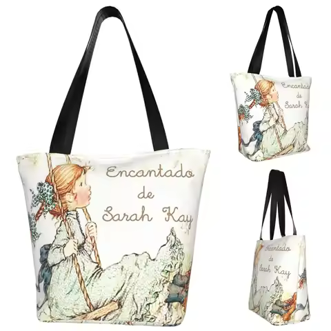 Sarah Kay Girl Shopping Tote Bag Canvas Large Capacity Shoulder Bags Shopper Grocery Handbag for Wom