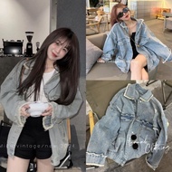 [AK7045] Jacket JEANS Ripped POCKET LID with Tassel metwo.dearu - Thick loose DENIM OVERSIZE DENIM j