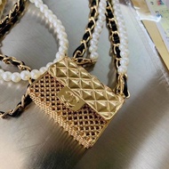 Túi Tai Nghe Kẻ Ô Hình Thoi Đục Lỗ Kim Loại Mini Mẫu Giống Người Nổi Tiếng Trên Mạng Minh Tinh Túi T