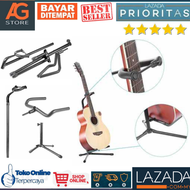 ( DIJAMIN ORI ) Stand Gitar Duduk Akustik Listrik Bass Long Neck / sandaran gitar dan bass dengan pe