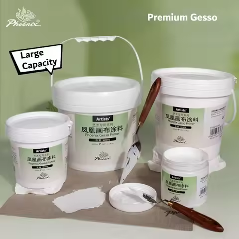 Phoenix White Gesso Universal Primer 500ml/1L for Oil & Acrylic Paint - Superior Coverage, Canvas Pr