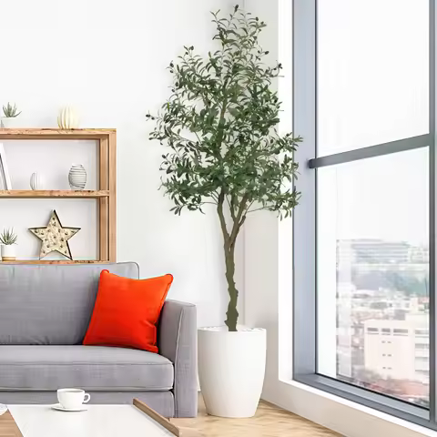Artificial Olive Tree Faux Olive Tree 5ft/6ft/7ft Tall Artificial Tree Indoor Outdoor Potted Artific