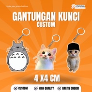 Custom Acrylic Keychain Character 1 Side 2 Sides Size 4x4cm Premium Sharp Results