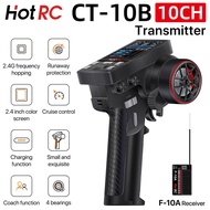 HotRC 10CH วิทยุ CT-10B ใหม่รีโมทคอนโทรลโลหะ Handwheel หน้าจอสีเครื่องส่งสัญญาณ F-10A ตัวรับสัญญาณสำ