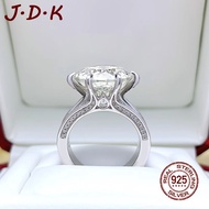 JDK 925 Silver Inlaid 5 Carat Diamond Eight Hearts and Eight Arrows Open Ring
