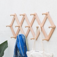 Creative Entrance Solid Wood Perforation-Free Coat Hat Wall Hanging Retractable Entry Wooden Clothes