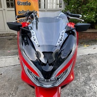 ชิวหน้าPCX18-20 ทรงซิ่ง ชิวสองขั้น+ลายเคฟล่า(แถมฟรีกระจกติดชิว)(เจาะชิวให้แล้ว) มีหลายสีให้เลือก สำห