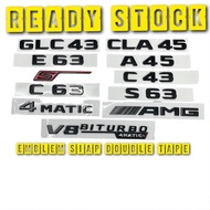emblem cla45 a45 c43 s63 glc43 e63 S c63 4 matic amg v8 biturbo hitam warna black colour emblem